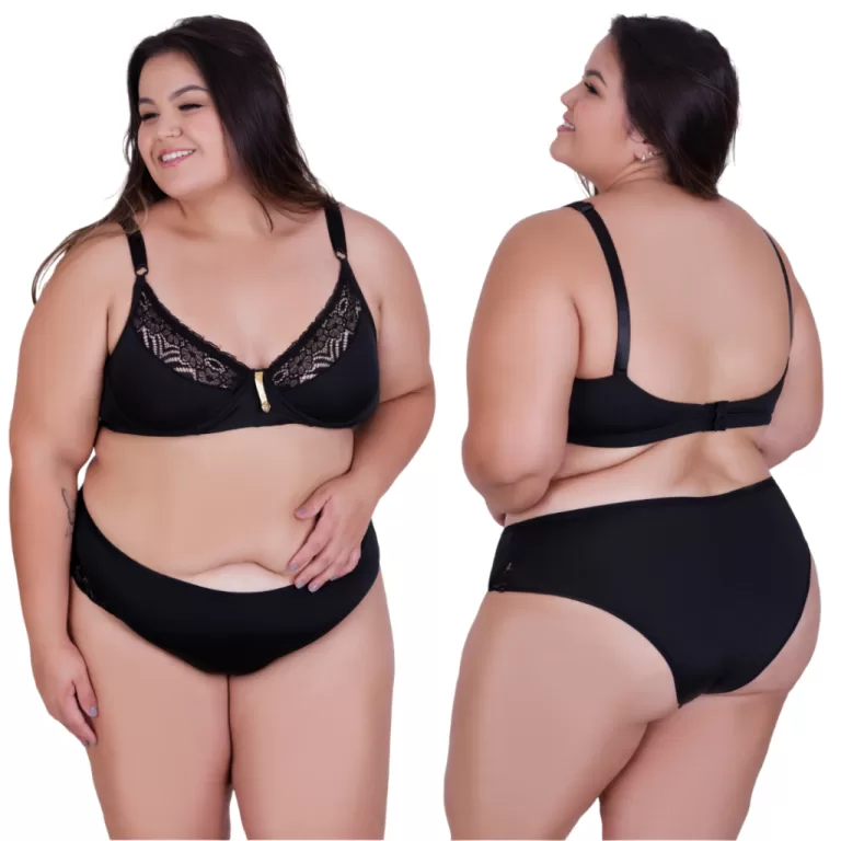Conjunto Feminino Plus Size sem Bojo Renda Paixão