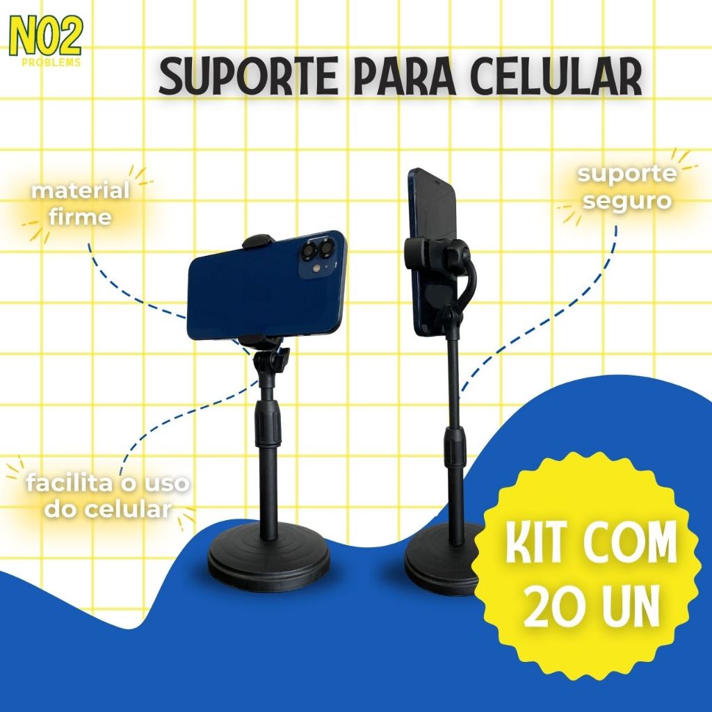Kit 20Un Suporte Tripé Celular Smartphone Mesa Portátil 360. Ajustável Profissional Oferta Atacado