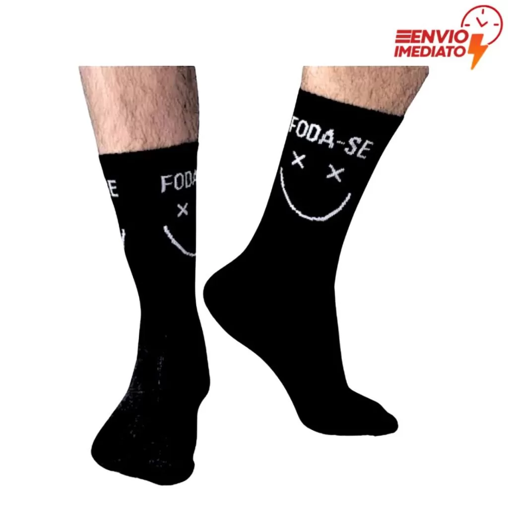 Meias Divertidas Hype Cano Alto Skate Crossfit Foda-se