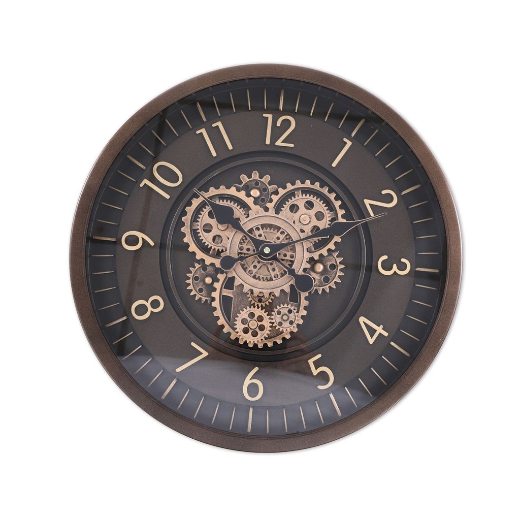 Relógio de Parede Vintage Engrenagens Industrial Steampunk Marrom 45cm