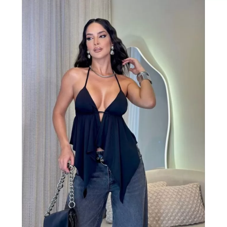 Cropperd bata boho, feminina alça fina tecido con