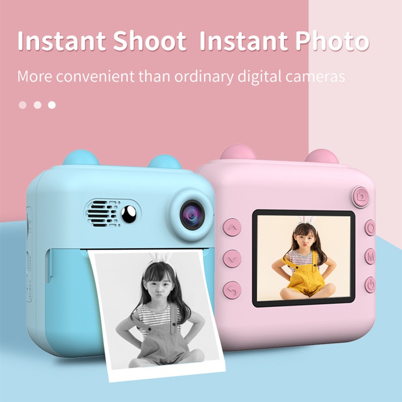 Câmera De Impressão Instantânea Para Crianças Vídeo Fotografia Digital Fotográfica Toy Mini Impresso