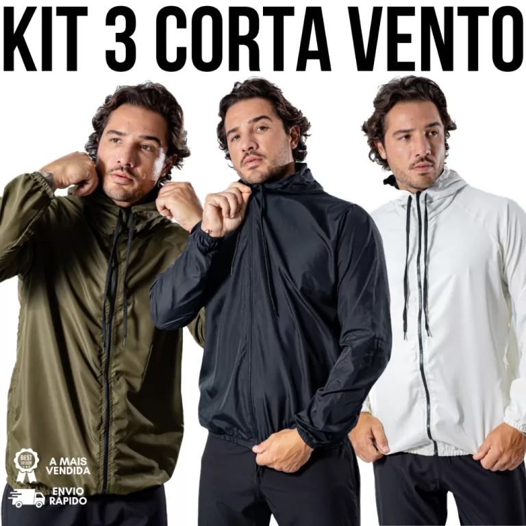 Kit 3 peças Jaqueta Corta Vento para Homem PREMIU
