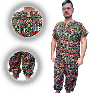 Conjunto Roupa Umbanda Candomblé Ankara Estampado