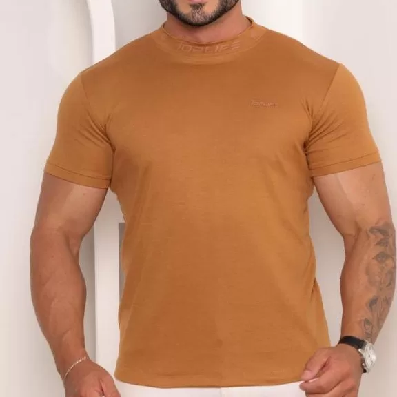 Camiseta Masculina Gola Alta Suedine Slim