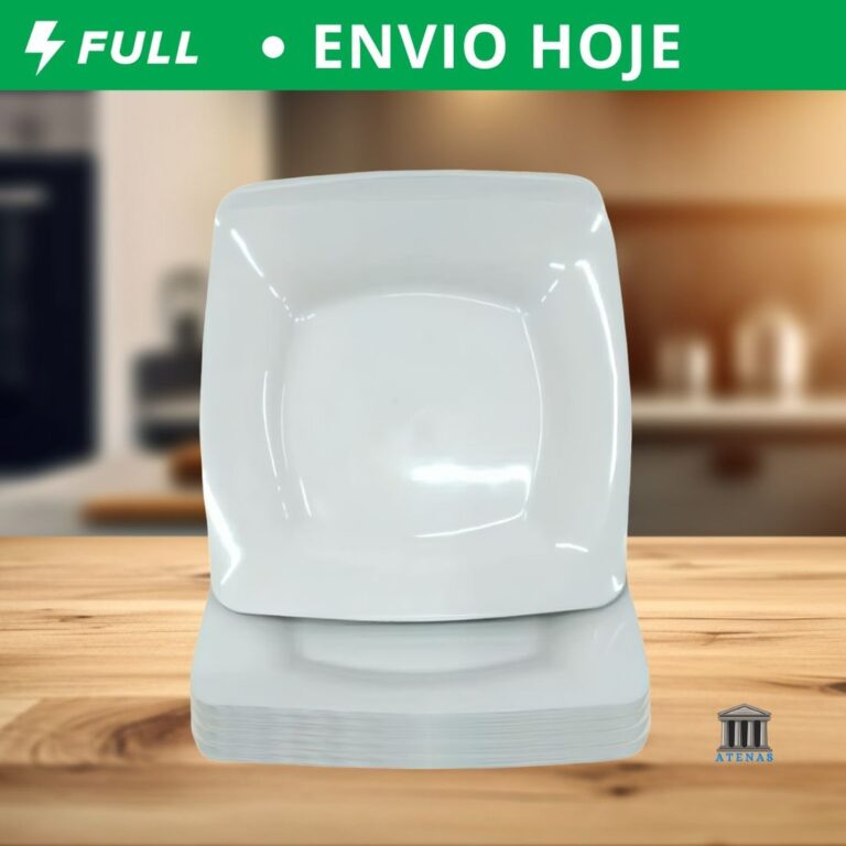 Kit 50 Prato Liso com Borda Branco Refeição Chur