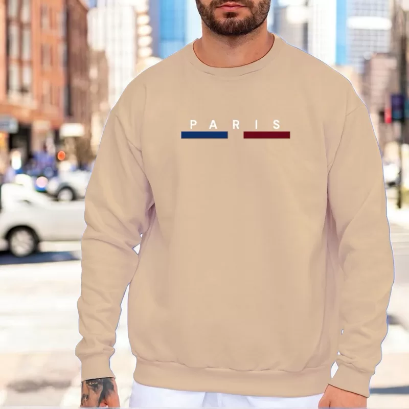Moletom Sem Capuz Estampa Paris Blusa de Frio Flaneladom Com Punho Masculino Feminina