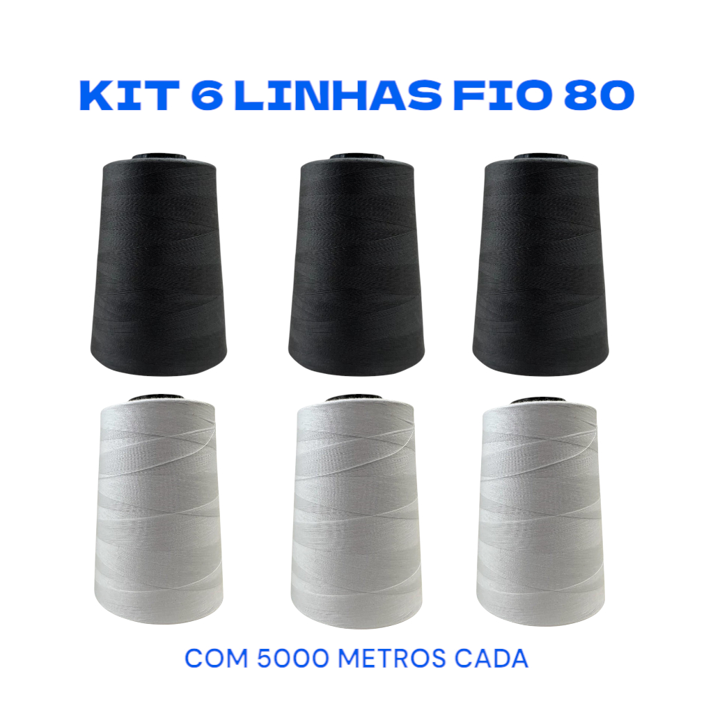 Kit 6 cones linha 120 – cores básicas -alta qualidade para costura