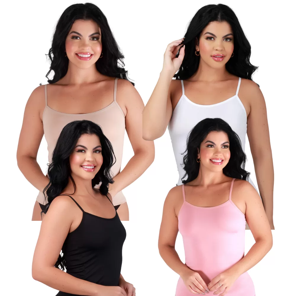 Kit 4 Camiseta Feminina Segunda Pele Conforto Alça Fina Camisete Casual Não Marca Regata