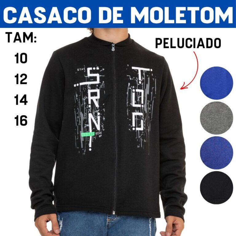 Jaqueta Estampada Moletom Peluciado Gola e Ziper 3