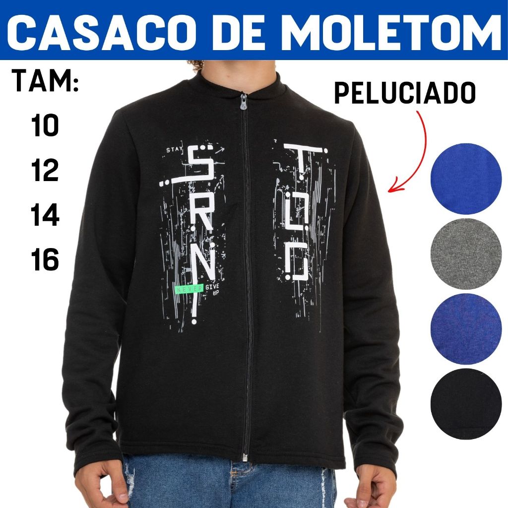 Jaqueta Estampada Moletom Peluciado Gola e Ziper 3076-A