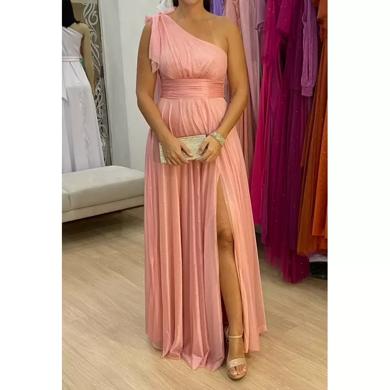 vestido de festa longo madrinha formatura casamento convidada debutante elegante rose