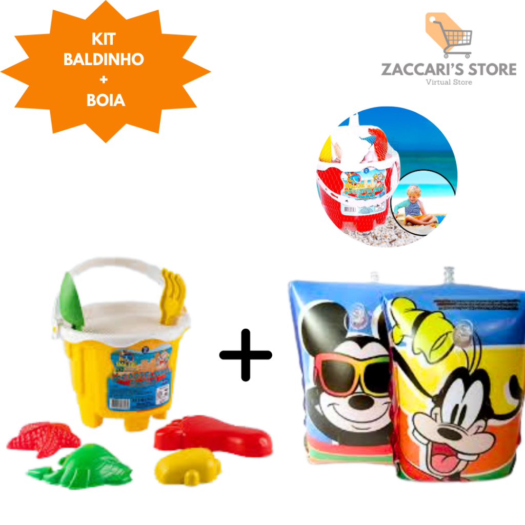Kit Baldinho De Areia Para Praia + Boia De Braço Para Crianças