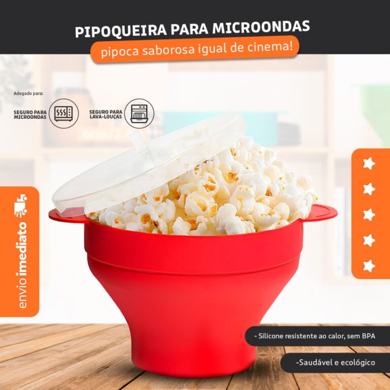 Pipoqueira De Silicone Para Micro-ondas C/ Tampa- 
