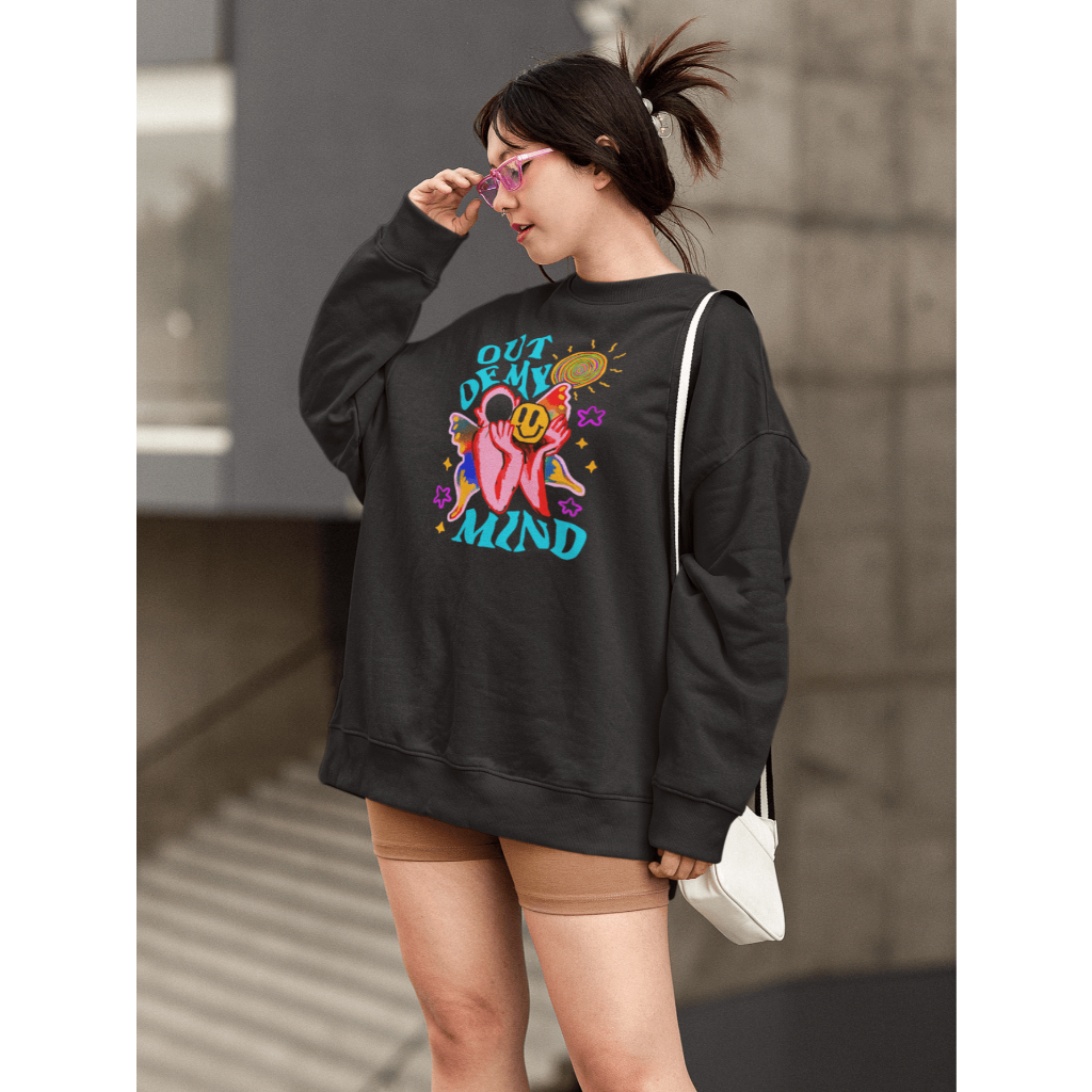 Moletom Blusa de Frio Básico Estiloso Feminino Estampado Gola Redonda Confortável 100% Algodão – Min