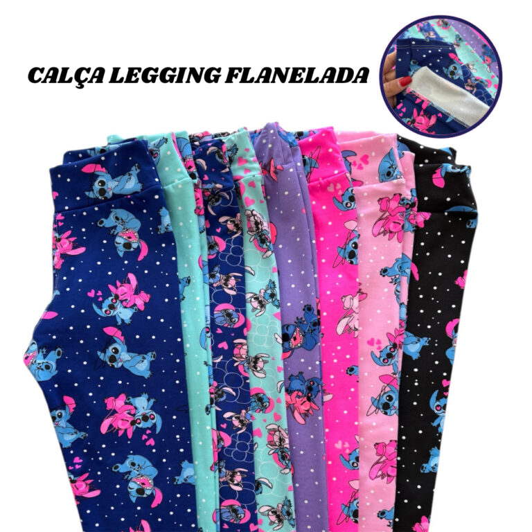 Kit 4 Calça legging Flanelada infantil Suplex Sup