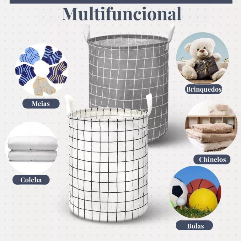 Cesto de Roupa Treliça Branca Dobrável Multiuso 