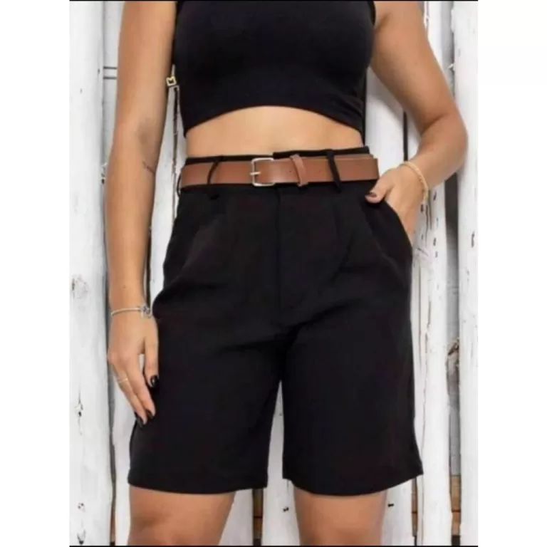 Bermuda Feminina Alfaiataria Com Cinto