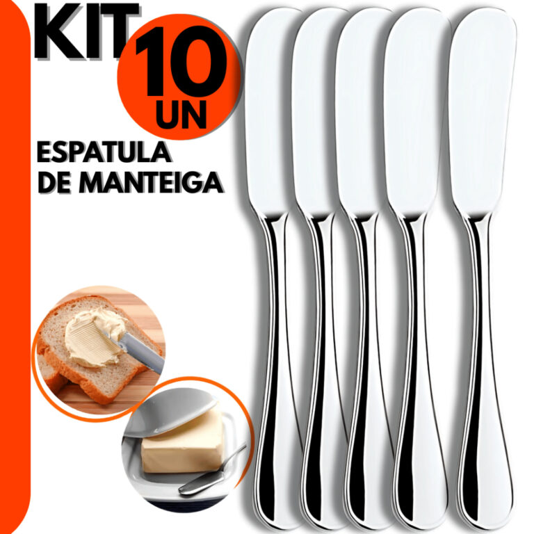 Kit 10 Pçs Espátula de Manteiga Inox Faca de Man