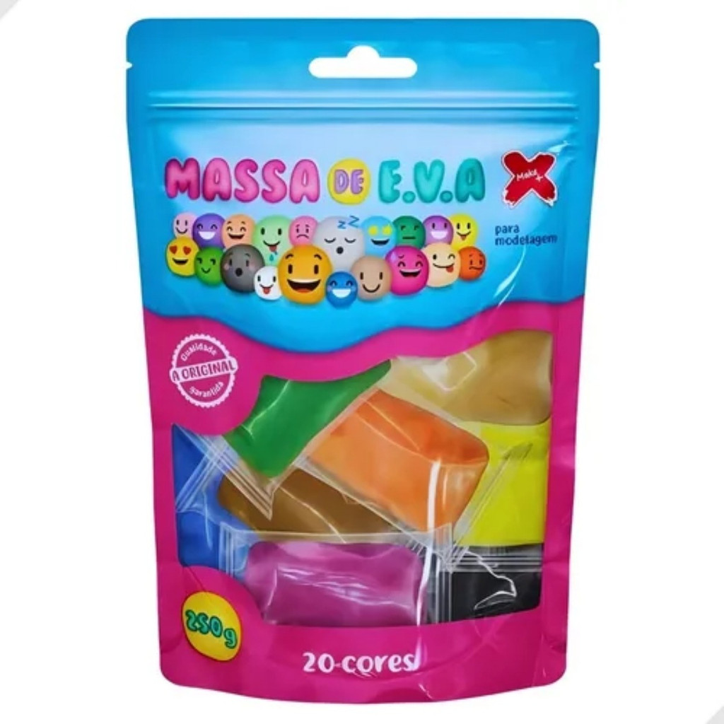 Massinha Slime Biscuit Eva 20 Cores Artesanato Modelagem Infantil Maleável Diversão 250gr Make+