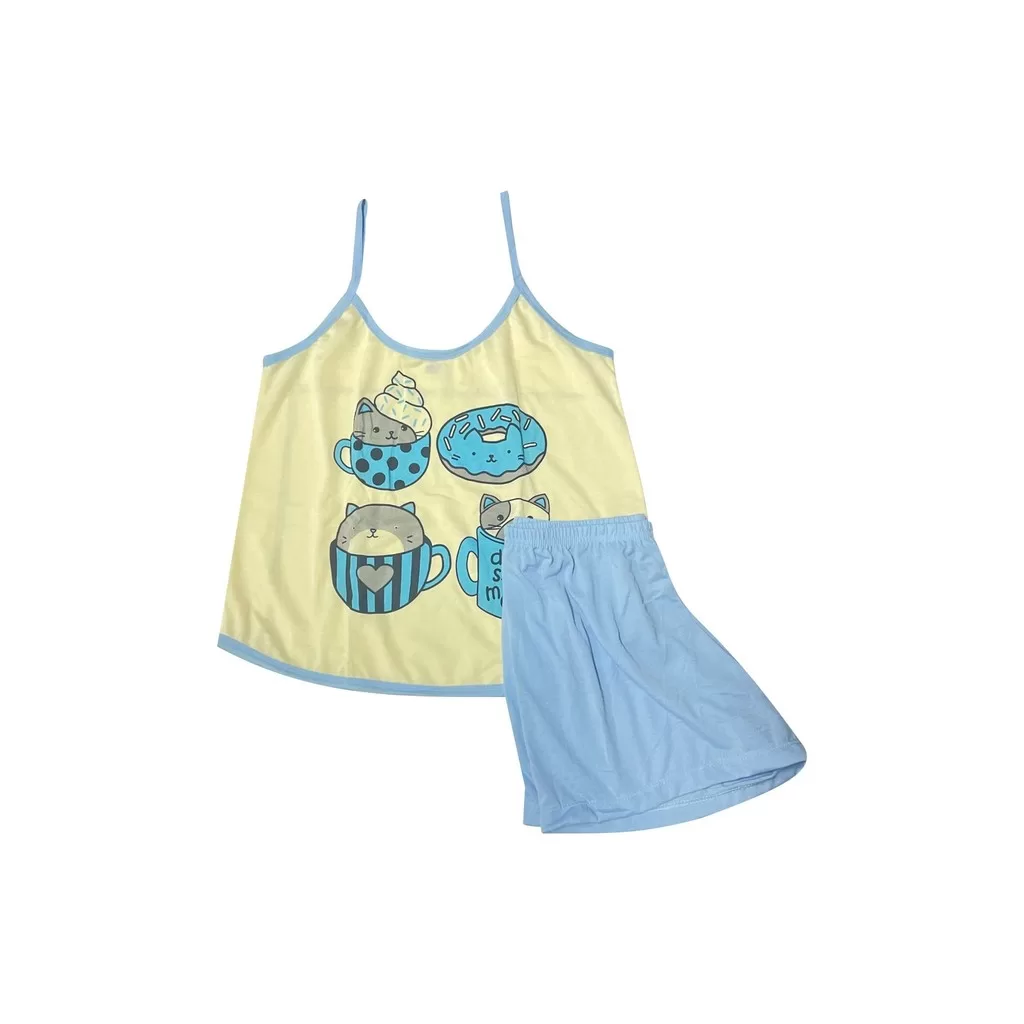 Conjunto Pijama Verão Baby Dool Feminino Estampado