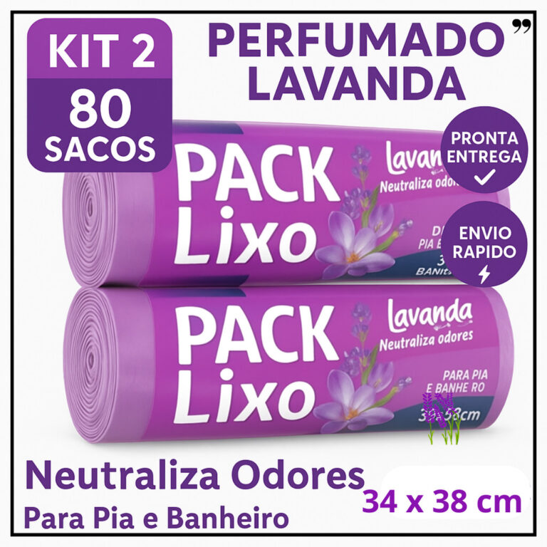 Sacos de Lixo Perfumados Lavanda | Kit 2 com 80 Sa