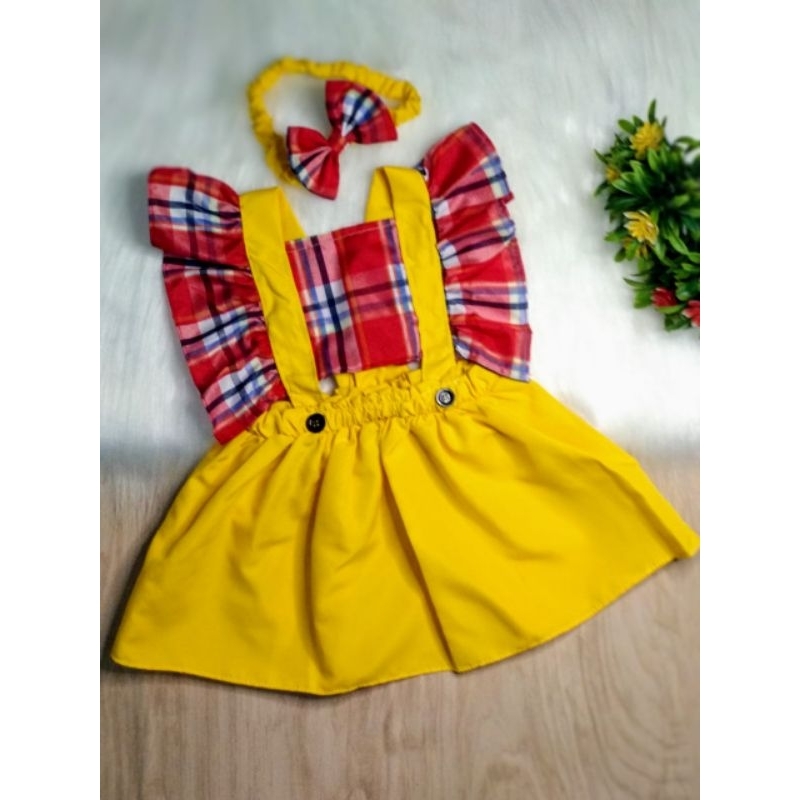 salopete vestido quadriculado junina arraia tam 1.3 anos