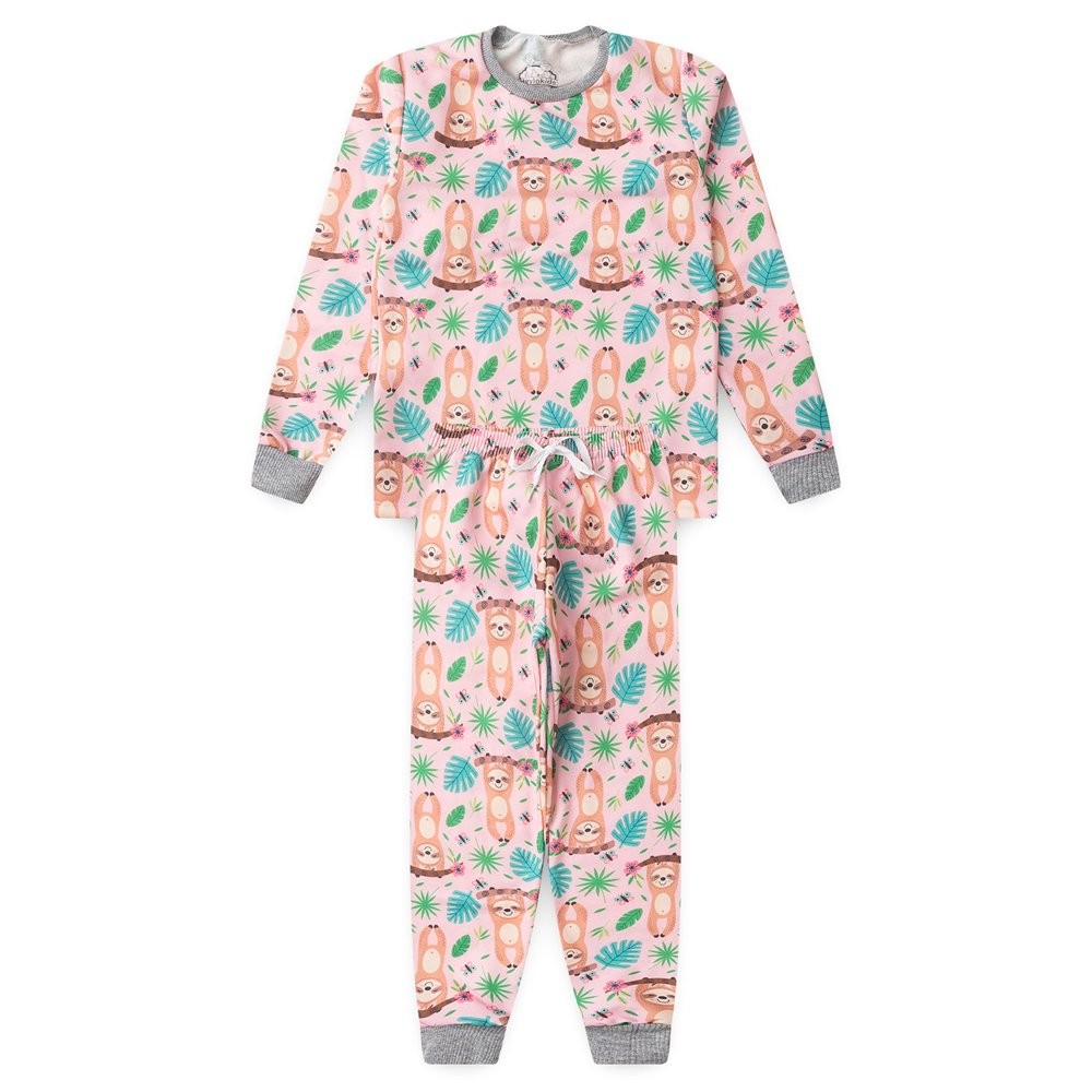 Conjunto Infantil Moletom Preguiça Rosa