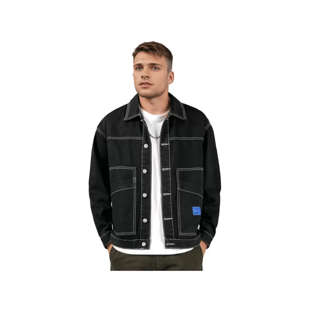 Jaqueta jeans masculina Jaqueta jeans personalizada com patchwork, design exclusivo