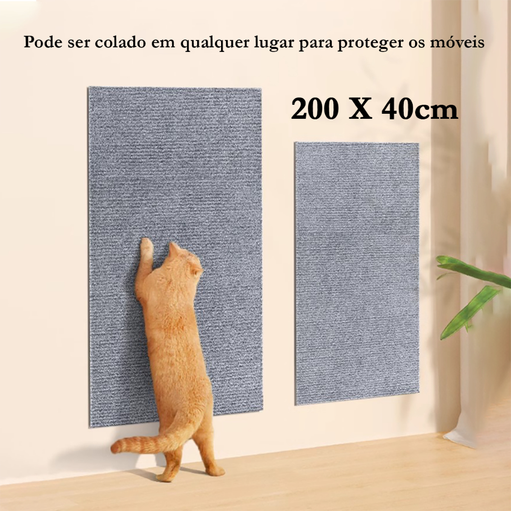 Tapete Raspador para Gatos Adesivo, 200×40 cm, Protege Móveis de Arranhões, Material de Carpete Segu