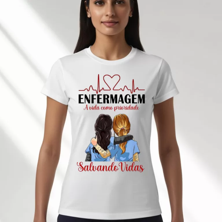 Camiseta Branca Enfermagem, Enfermeiro Salvando Vi