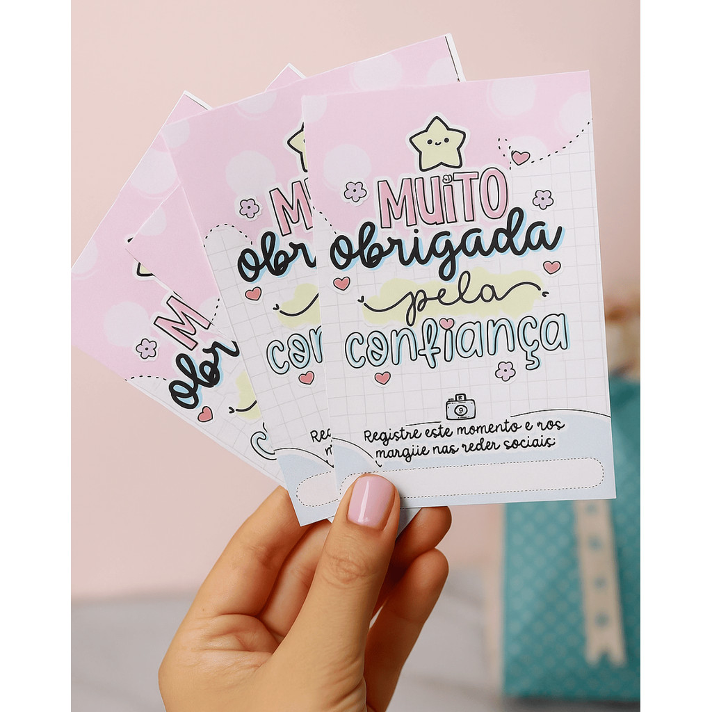 Panfleto Obrigado pela Confiança Ecommerce Cartões de Agradecimento ao Cliente Personalizado