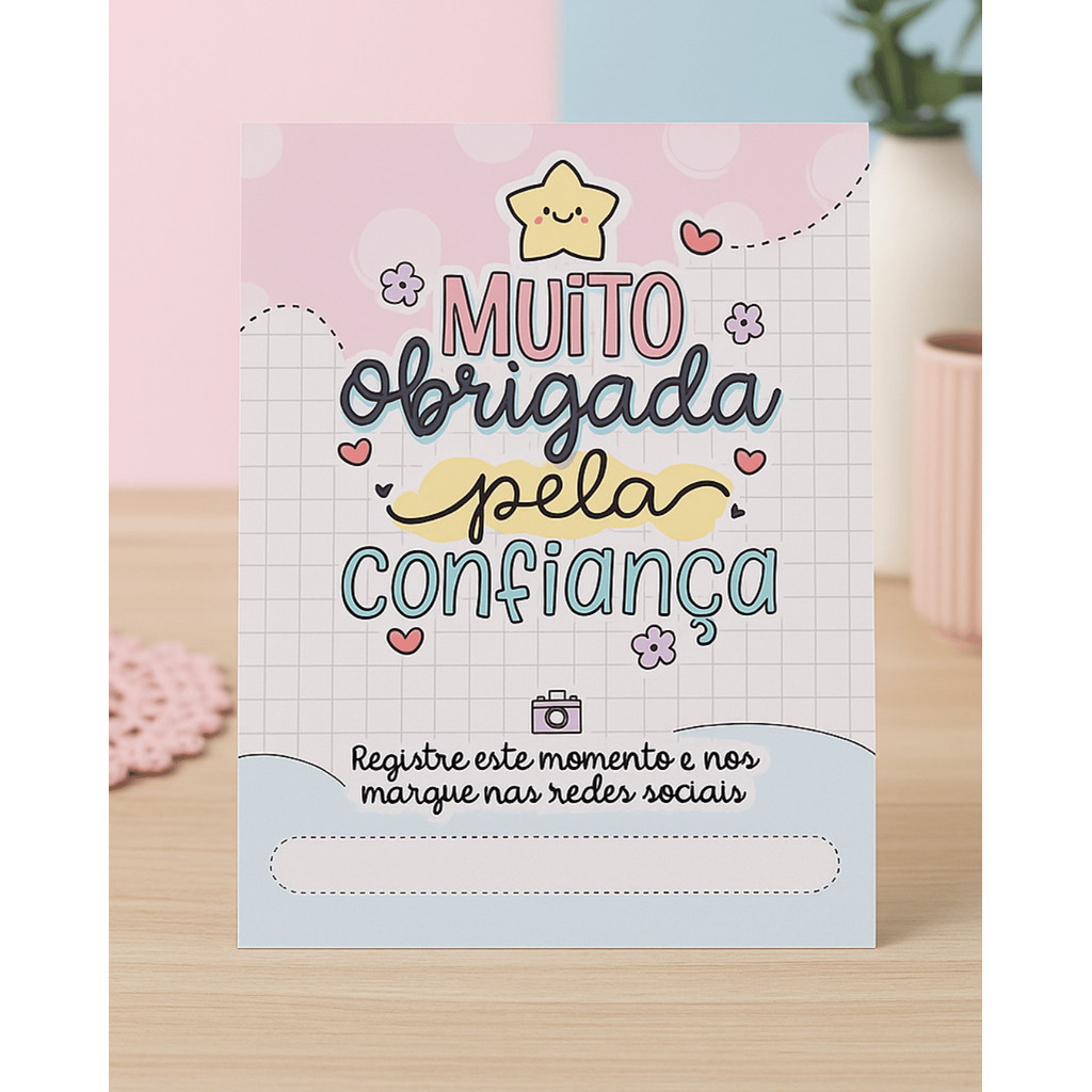 Panfleto Obrigado pela Confiança Flyer Personalizado Cartões de Agradecimentoao Cliente Loja Online