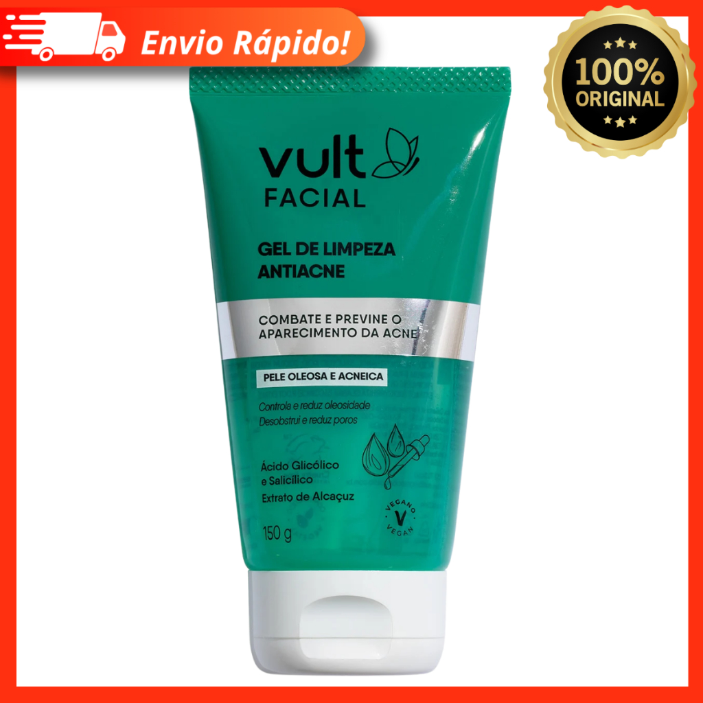 Gel De Limpeza Facial Antiacne Vult 150g – Para Peles Oleosas e Acneicas