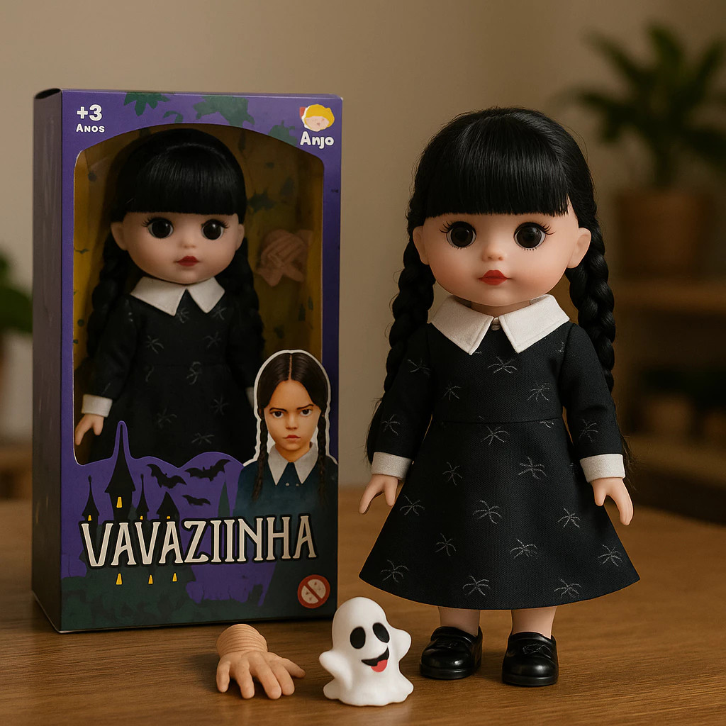 Boneca Wandinha Mãozinha A Família Addams Brinquedo de Halloween Infantil Crianças Fantasminha