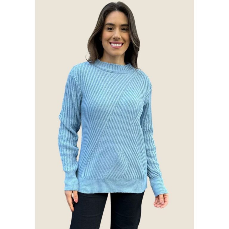 Blusa Feminina de Frio em Tricot Listrado Alto Rel