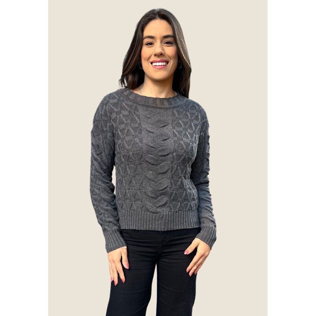 Blusa em Tricot Detalhes Trançados Lançamento Inverno Nagai