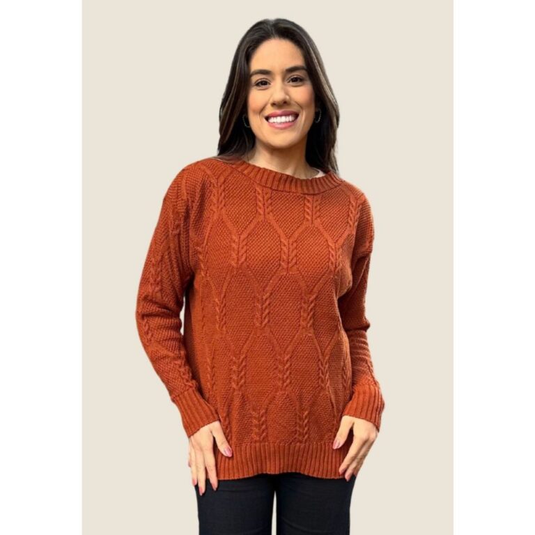 Blusa de Frio Feminina Manga Longa em Tricot Estam