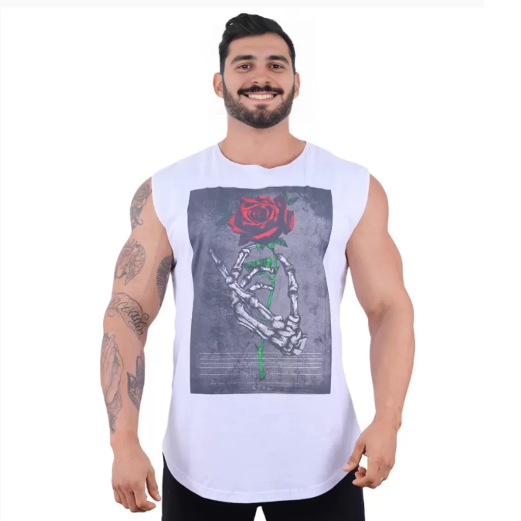 Regata Longline Com Touca Masculina Academia Musculação Estampadas Bulcri