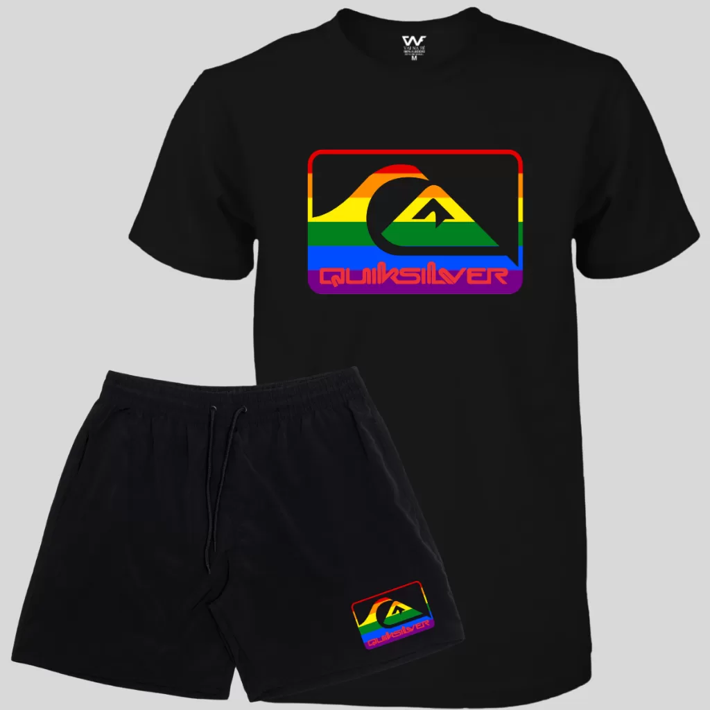 Kit LGBT Short Masculino Elastano + Camiseta Unissex Algodão