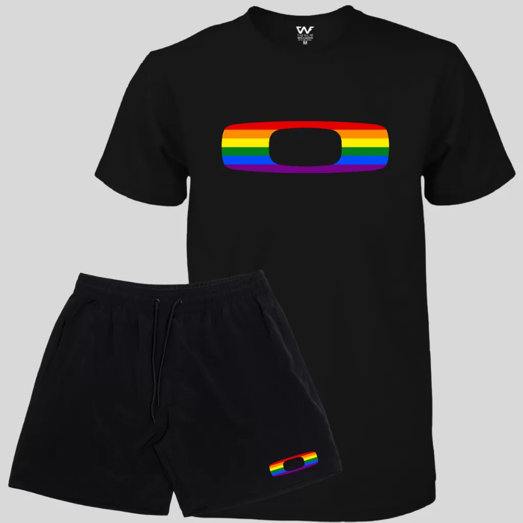Kit Lgbt Camiseta Masculina + Short de Praia Masculino Elastano