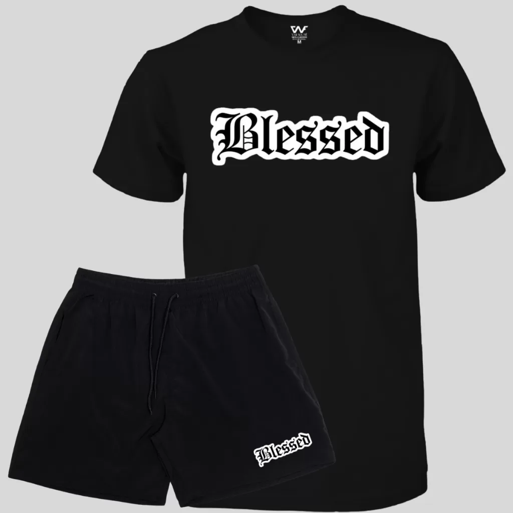 Conjunto Bermuda Masculina Elastano + Camiseta Blessed Masculina Conjunto Masculino