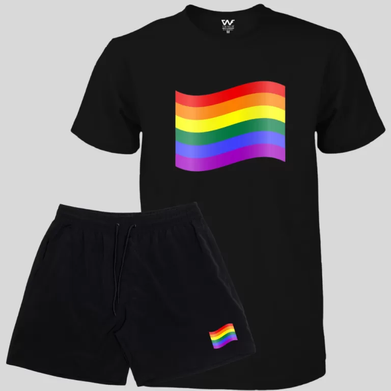 Conjunto LGBT Short Masculino Elastano + Camiseta 