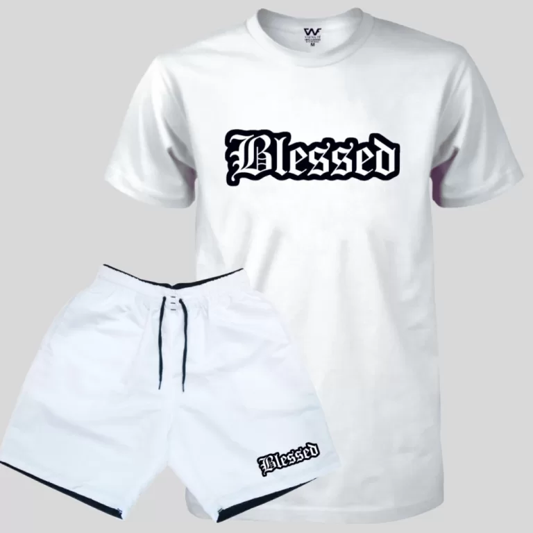 Kit Bermuda Masculina Elastano + Camiseta Blessed 