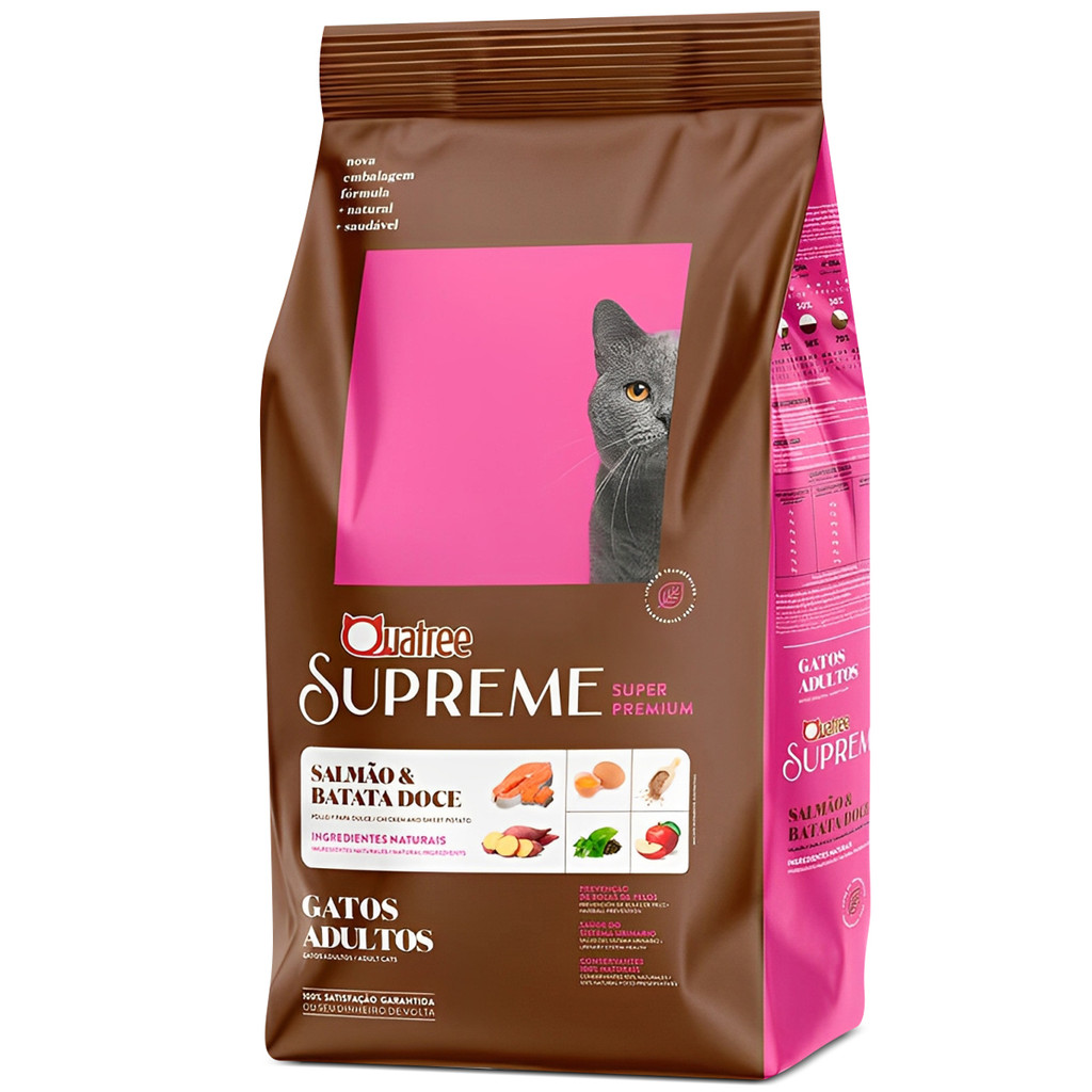 Ração Quatree Supreme para Gatos Adultos 10kg Sabor Salmão e Batata Doce