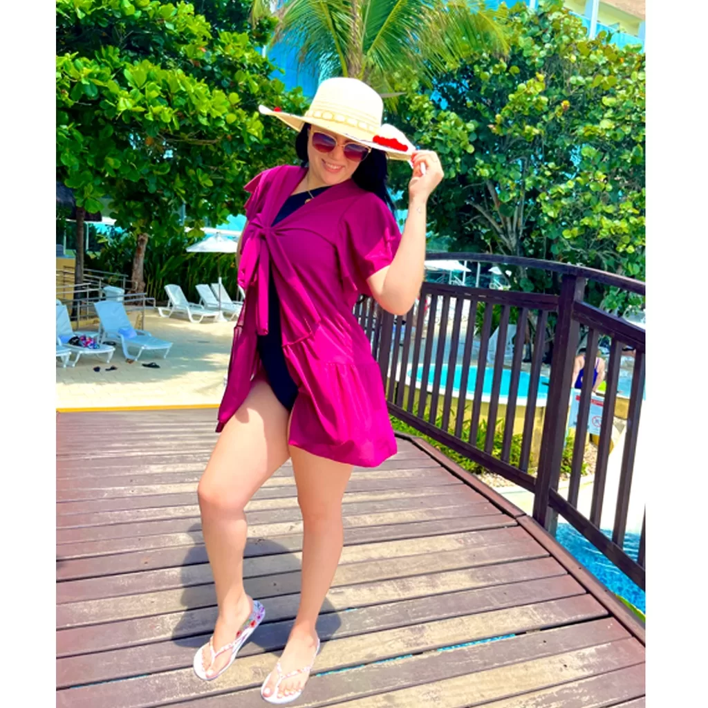 Saida Kimono Curto de Praia Manga 2 Marias com Amarração