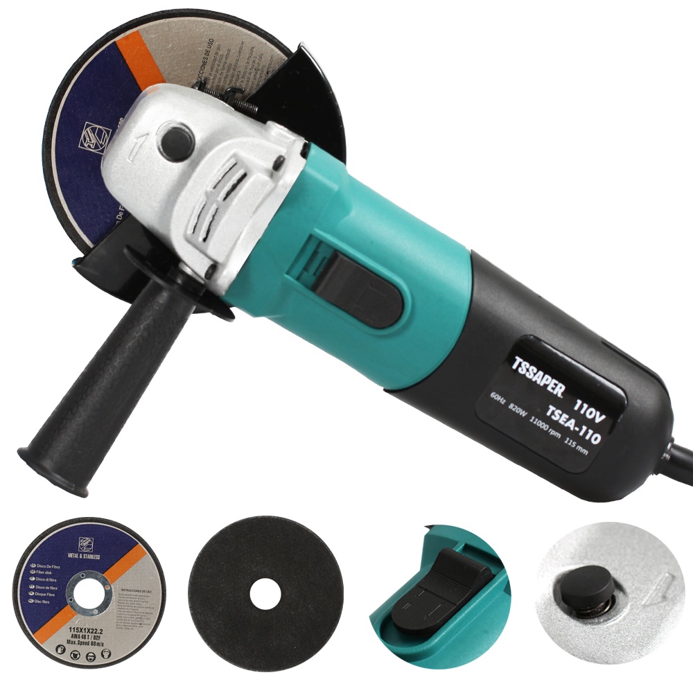 Esmerilhadeira e Lixadeira Angular 820W Profissional 11000RPM + Kit Discos e Acessórios – TSSAPER