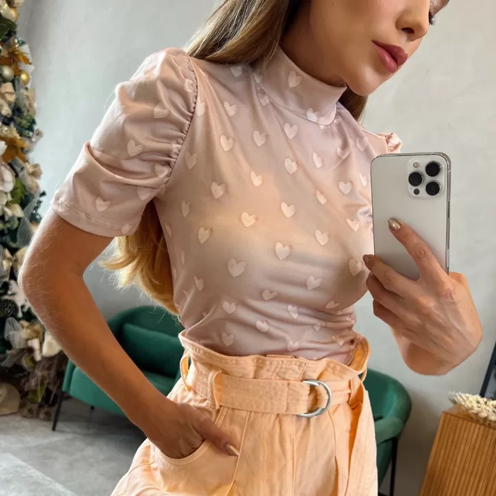 Blusa Princesa Básica Feminina Gola Alta Manga Bu