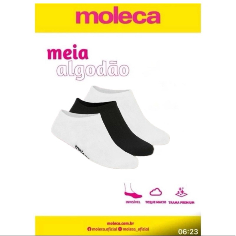 Kit 3 Meias Moleca Invisível Original