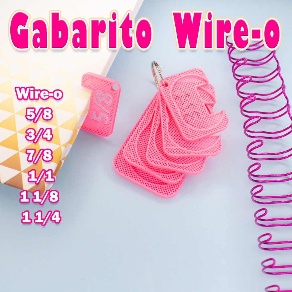 kit 6 Gabaritos Wire o para Encadernação Identificação Wire o tamanhos 5/8 3/4 7/8 1 11/8 e 11/4.